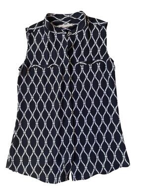 Banana Republic Rope Button Up Blouse Womens XS Black Classic Minimalism Career